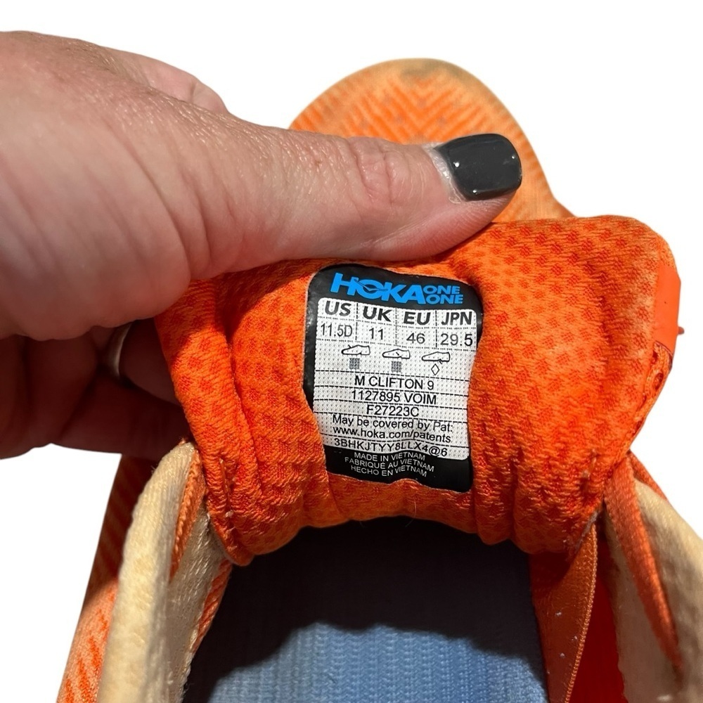 Hoka Clifton 9 Men’s Running Shoe Blue Vibrant Orange Meta Rocker Sneakers - Picture 10 of 10